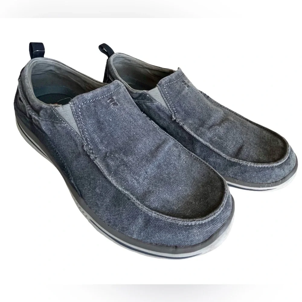 Skechers Relaxed Fit Air Cooled Memory Foam Gray‎ Slip on Men’s Shoes Sz 11